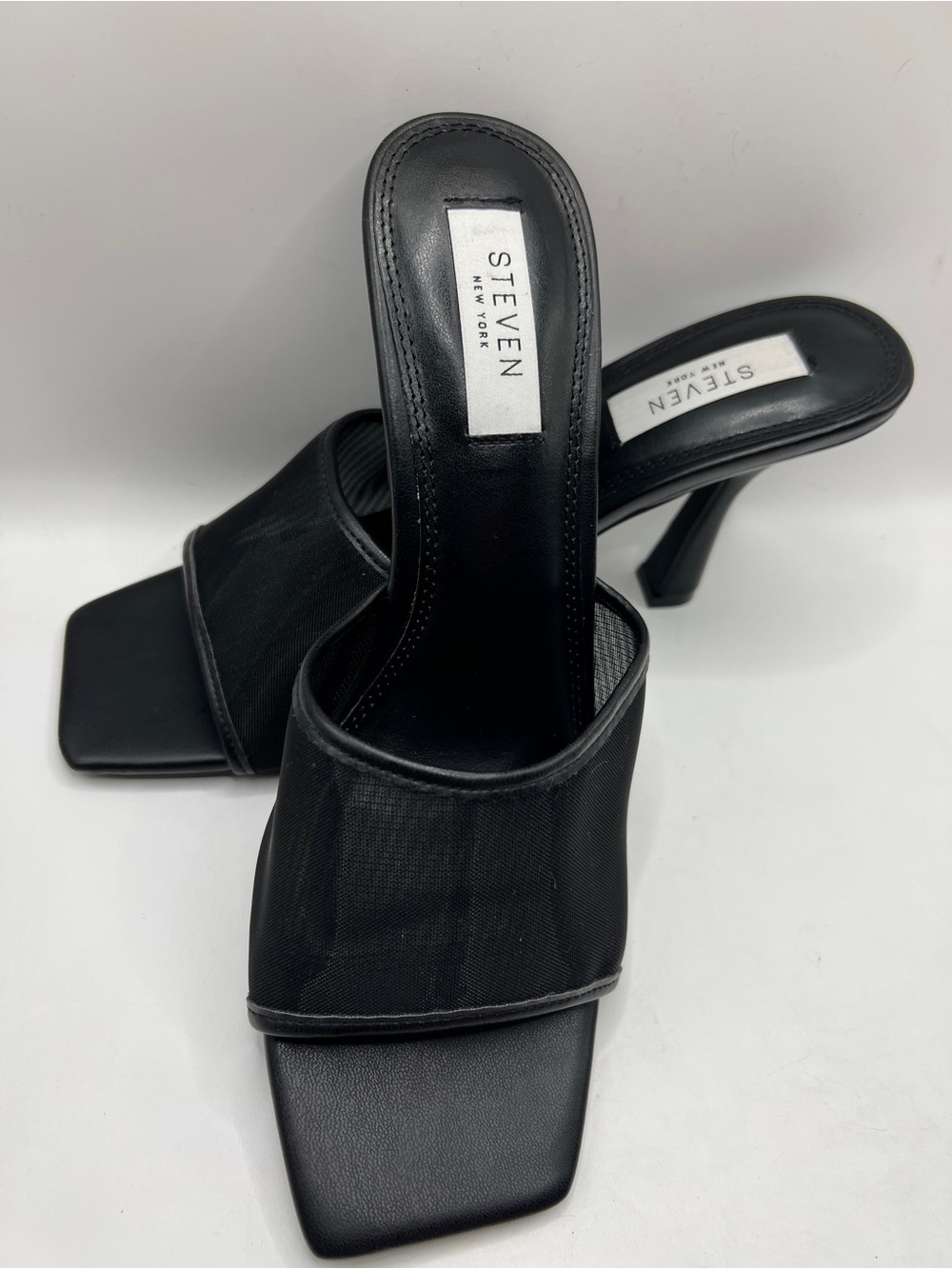 Steve Madden Women Lydia Heeled Sandal Slide Mesh Dress Casual Black Size 8.5 M